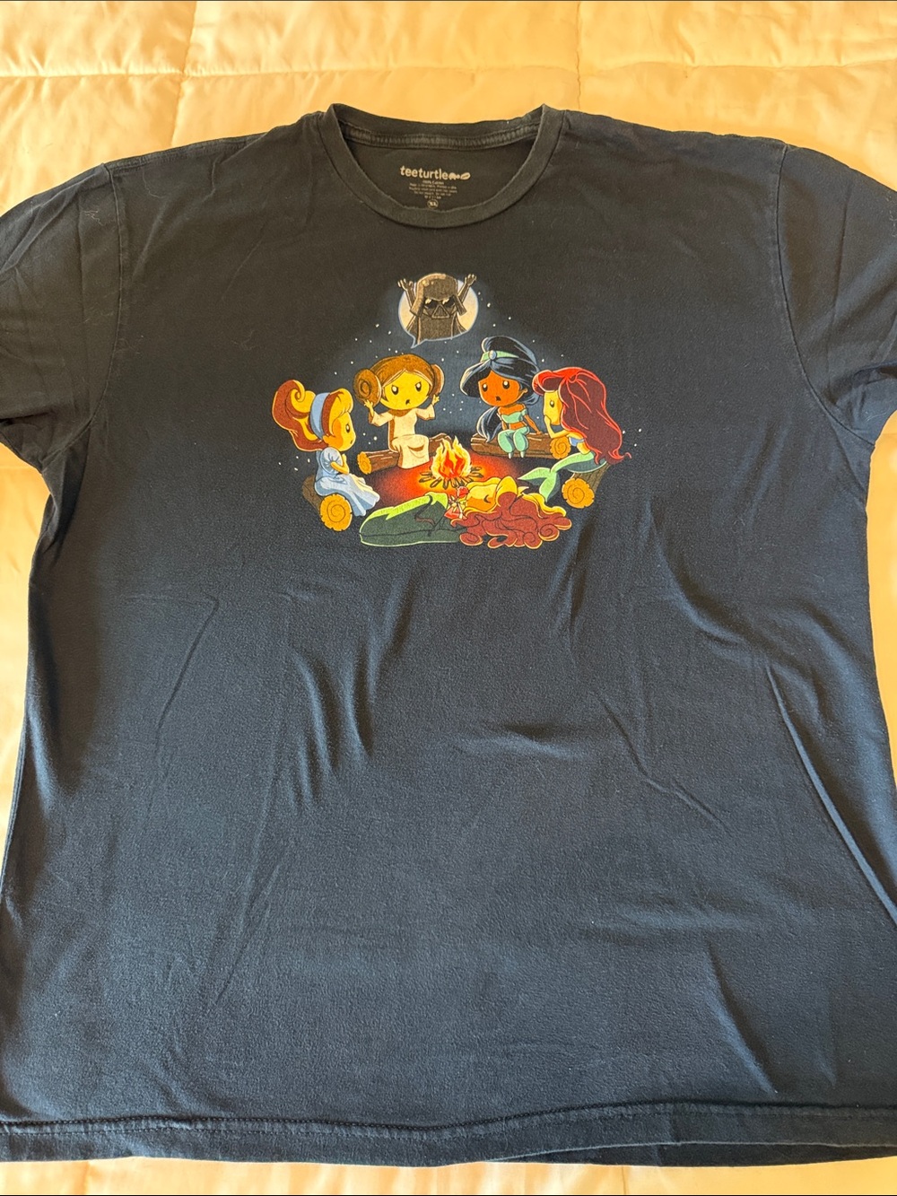 TeeTurtle Black Graphic Tee with Cartoon Print Disney Princess & Star Wars